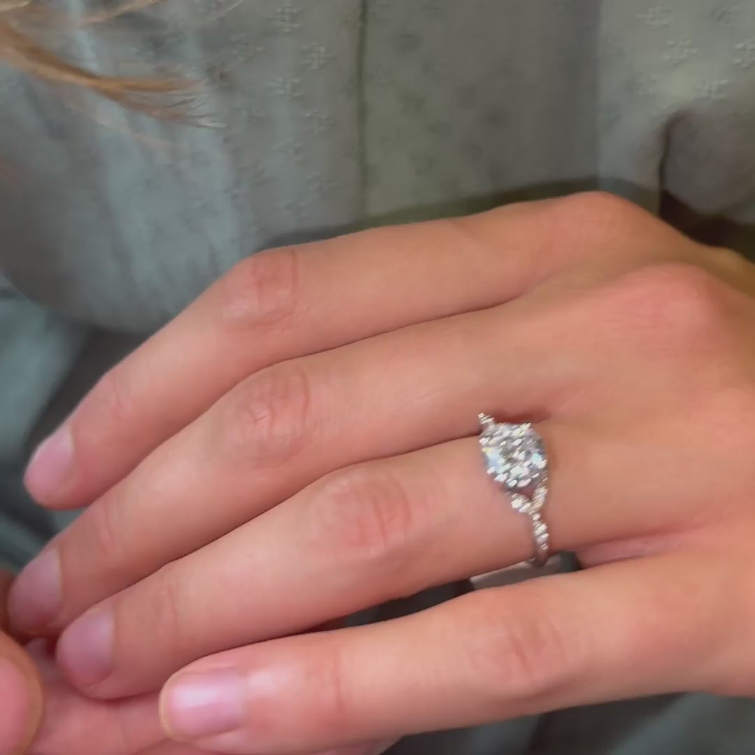 Ethica Diamonds Modelling a Lab Diamond Nature Inspired Thandie Engagement Ring 