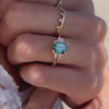 The Evelyn Ring | 2.50ct Emerald Green Moissanite & Trapezoid Lab Diamond Trilogy
