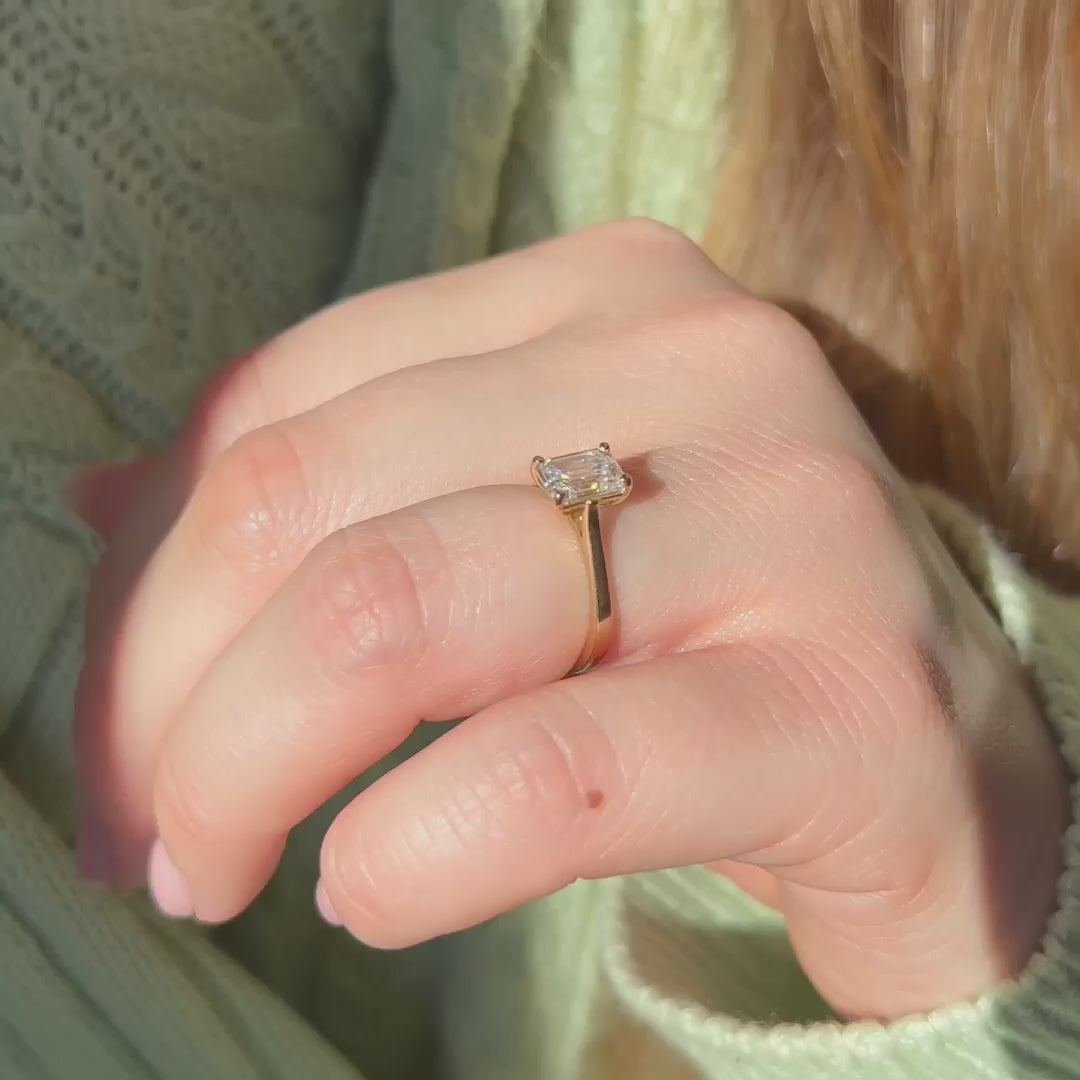 Olivia Ethica Emerald Cut 1.0ct Yellow Gold Solitaire Engagement Ring