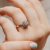 The Dahlia Ring | 0.75ct D-E VVS1 Round Engagement Halo 18k White Gold