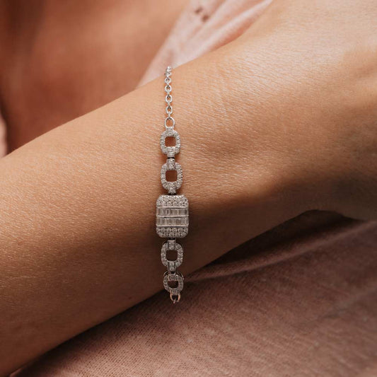 The Matilda Bracelet  | 2.0ct Moissanite Baguette Pavé Art Deco 925 Sterling Silver