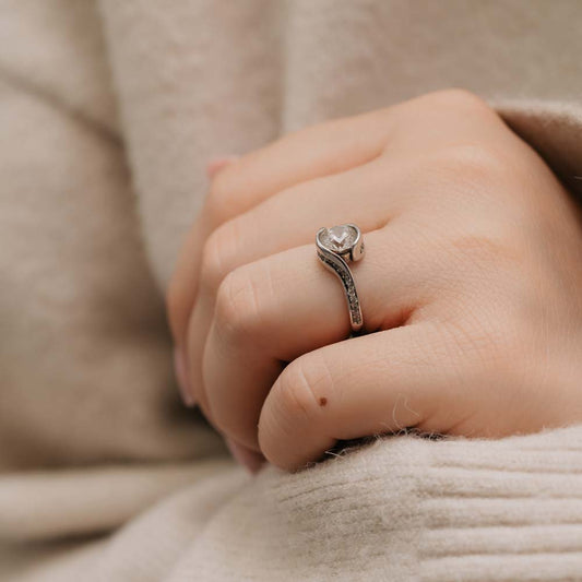 The Mimosa Ring | 1.20ct D-E VVS1 Bypass Shoulder Set 9k White Gold