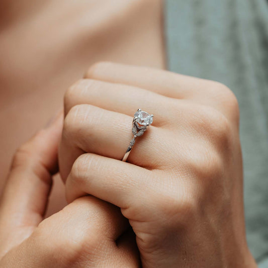 The Thandie Ring | Round Lab Diamond Accented Nature Inspired Engagement
